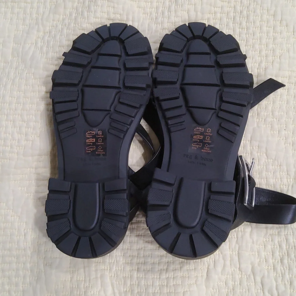 Rag & Bone Black Chunky Sandals with Leather Straps